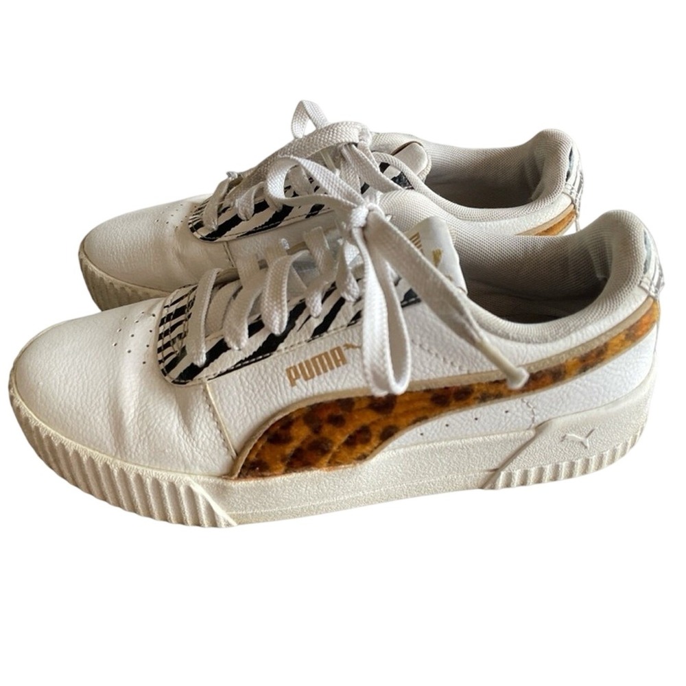 Puma Carina Animal Mix Platform Casual Leather Sneakers, Size 6.5